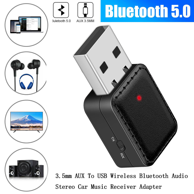 Wireless 3.5mm AUX To USB Bluetooth 5.0 Audio Stereo Car Music Receiver Adapter