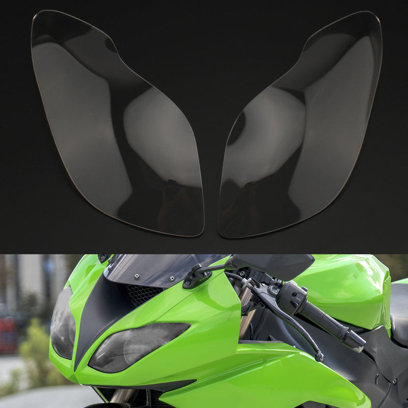 Front Headlight Lens Protection Cover Fit For Kawasaki Zx-636R Zx-6R 09-18 Smoke Generic