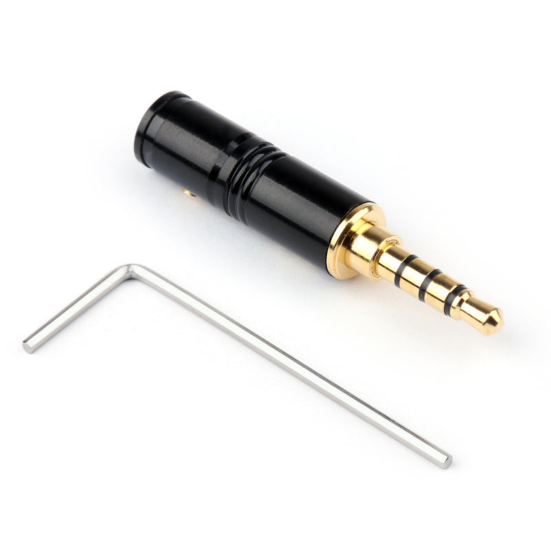 1PCS 3.5mm 4 Pole TRRS Stereo Male Audio Plug Connector For Headphone Black