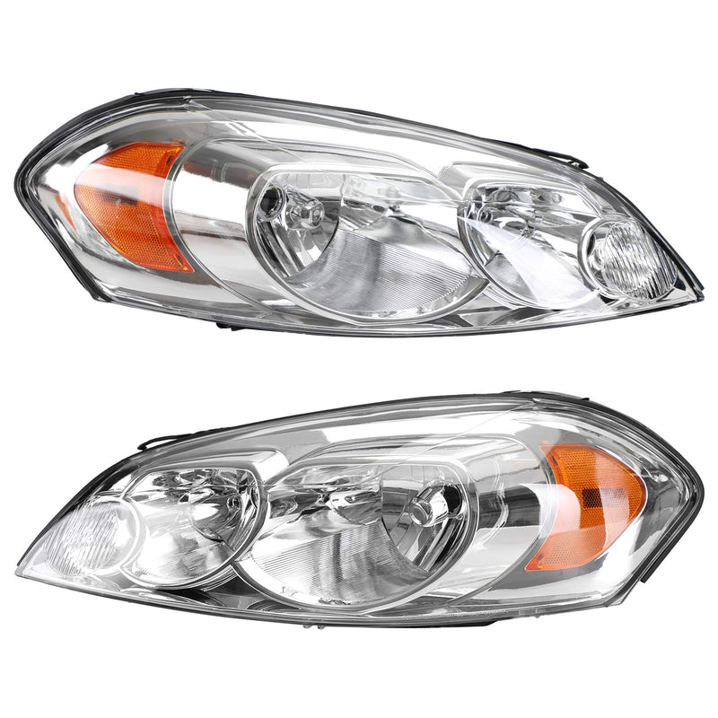 2006-2013 Chevrolet Impala Chrome Housing Clear Amber Headlights Assembly