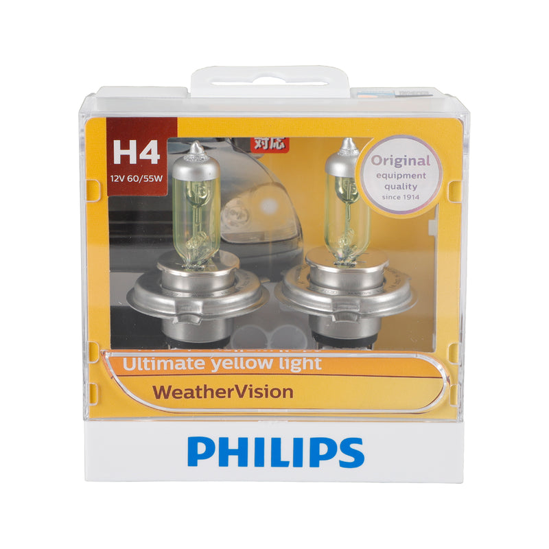 For Philips 12342WV H4 WeatherVision Ultimate Yellow Light 12V 60/55W Bulb