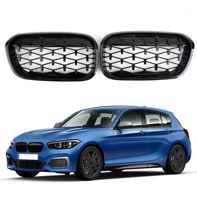 Meteor Black Front Kidney Grille Fit BMW 2015-2017 1 Series F20/F21 Generic