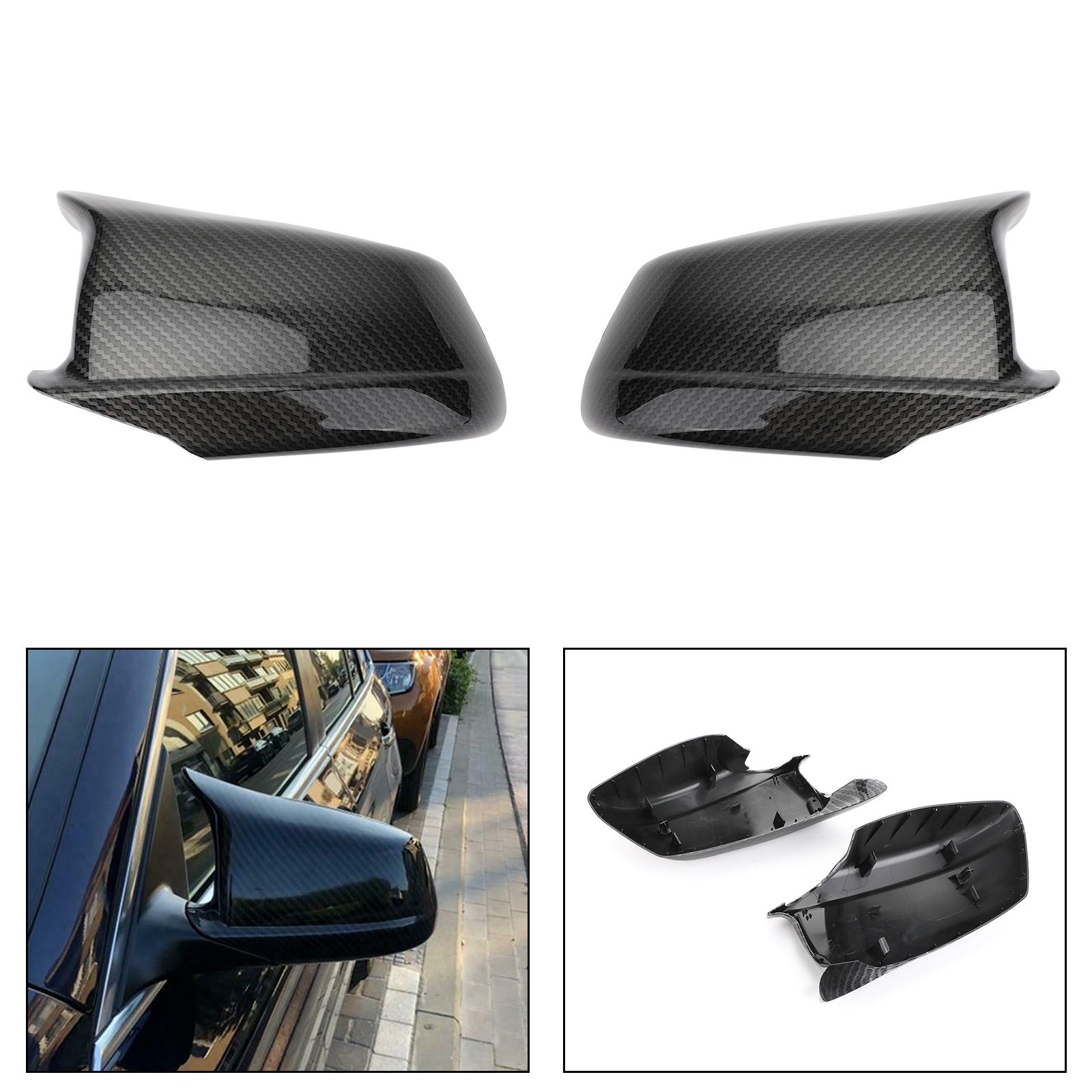 7203124 Door Side Wing Mirror Cover Cap Carbon For BMW 5Series F10/F11/F18 Pre ...