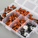 158x Motorbike Orange Fastener Clip Screw Kit Windscreen Fairing Bolt Universal Generic