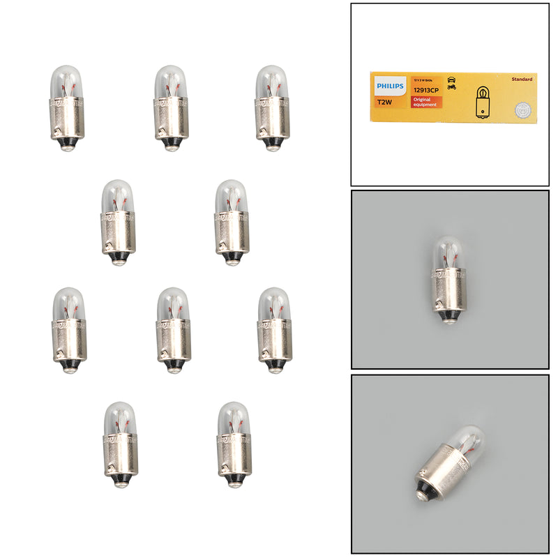 PHILIPS Car Lamps 12V 2W BA9s 12913CP 10 Pieces
