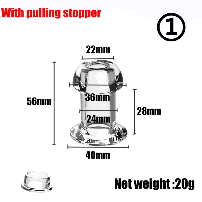 Anal Sex Spreader Hollow Butt Plug Flared Deep Access Tunnel Probe W/stopper