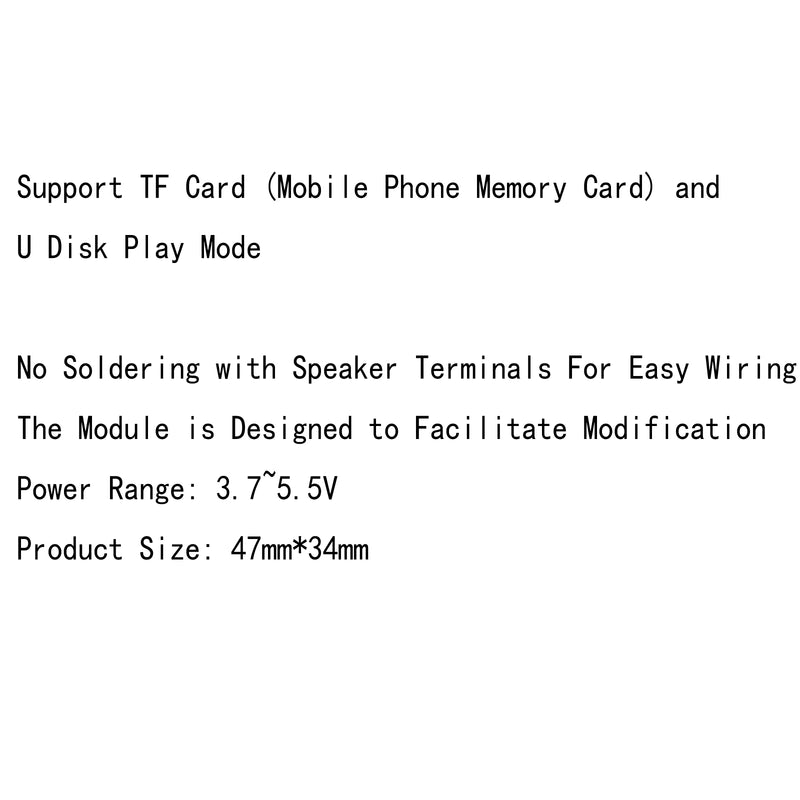 TF Card U Disk MP3 Format Decoder Board Amplifier For Audio Player Module