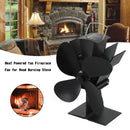 4 Blades Heat Powered Stove Fan Wood Log Burner Fireplace Fuel Saving Eco