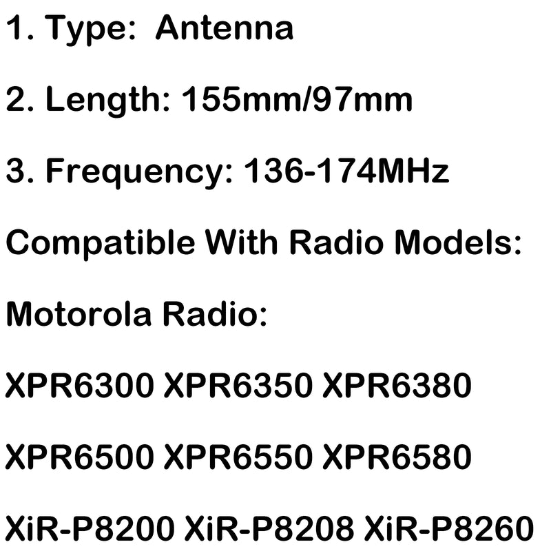 5Pcs VHF Antenna 136-174MHz For Motorola XiR-P8668 XiR-P8260 Radio 97mm