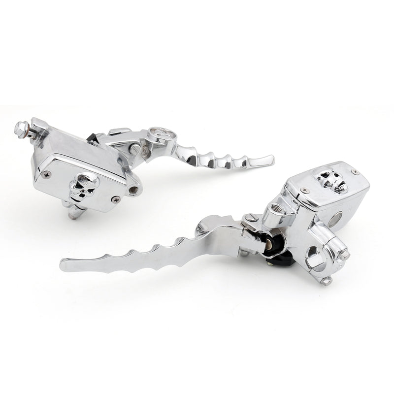 Skull 7/8'' 22mm Pair Motorcycle Hydraulic Brake Master Cylinder & Clutch Lever S Generic