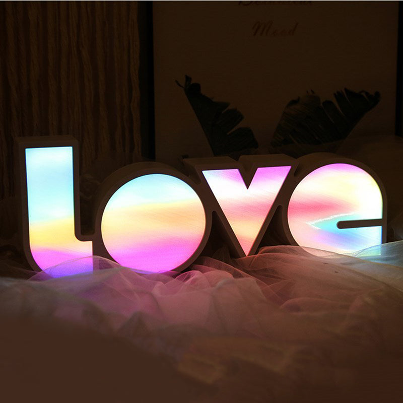 LED Rainbow Neon Sign Light 3D LOVE Bedside Night Light Wedding Party Decoration