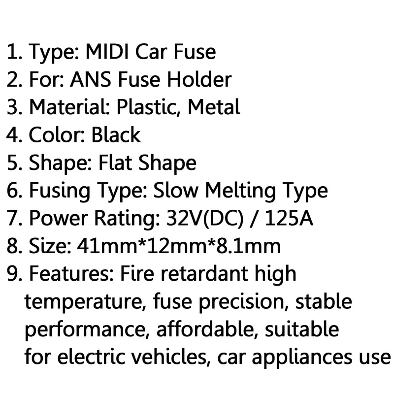 4Pcs MIDI Bolt Car Fuse Mini ANS Car Audio Power High Current Fuses 32V/125A