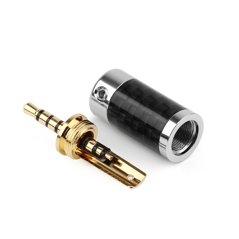 5PCS 2.5mm 4 Pole Stereo Carbon Fiber Earphone Male Pins Wire Connector Black
