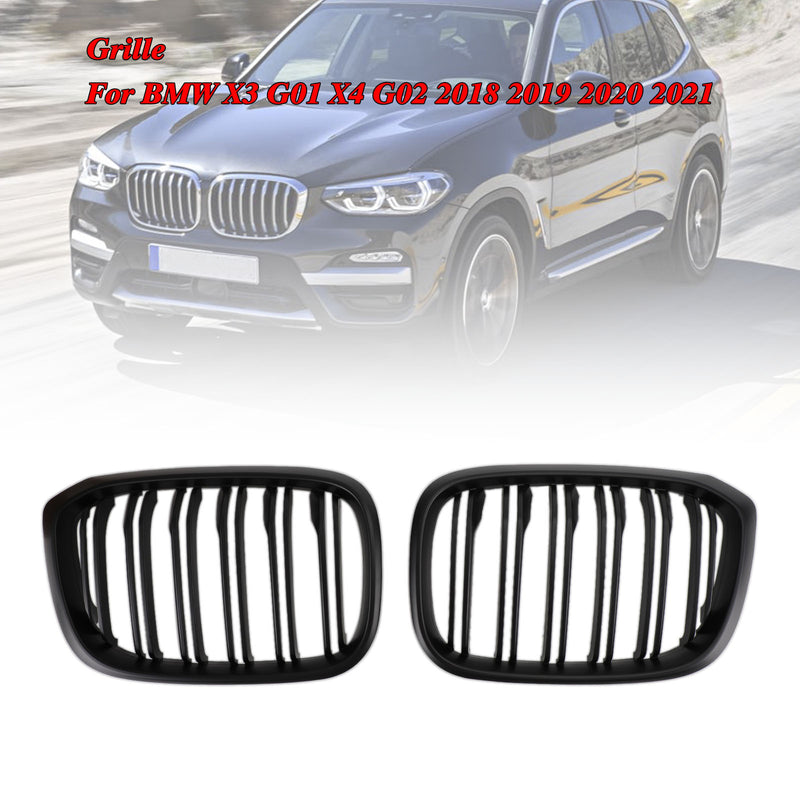 2PCS Kidney Grill Grille 51138469959 fit BMW G01 X3 G02 X4 2018-2021 Matt Black