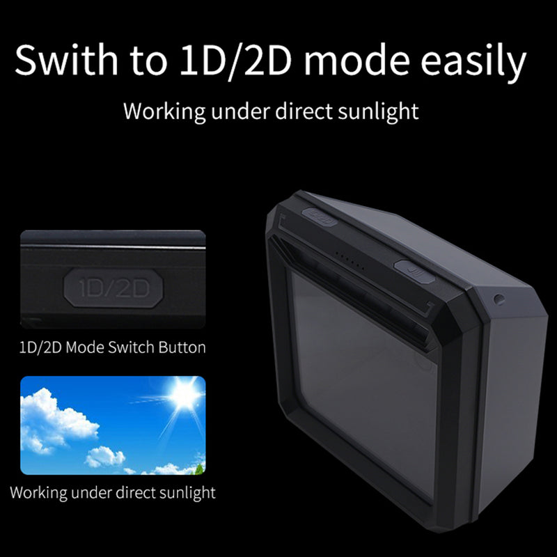 1D 2D Desktop Barcode Scanner Omnidirectional USB Auto Sensing Barcode Reader