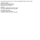 Starter Relay Solenoid Switch For Polaris PREDATOR 500 TLD 2003-2006 2004 2005 Generic