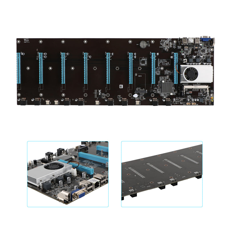 ETC Miner Motherboard 8GPU 8 PCIE x16 Graphics Card w/ Cpu DDR3 VGA HD BTC-S37