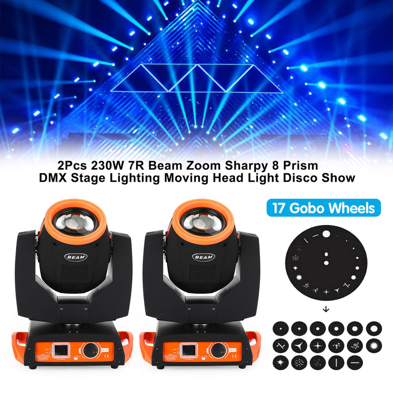 230W 7R Beam Zoom Sharpy 8 Prism DMX Stage Lighting Moving Head Light Disco