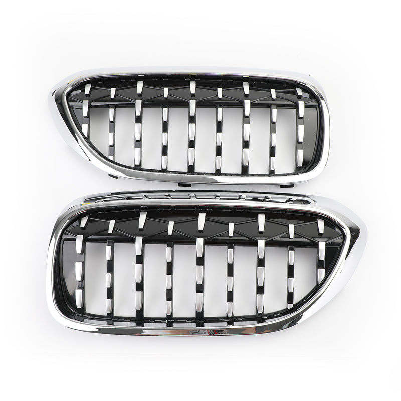 Pair Chrome Diamond Style Front Grill Fit For BMW 5 Series G30 G38 2017-2019 Generic