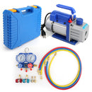 Combo 3.5CFM 1/4HP Air Vacuum Pump HVAC + R134A Kit AC A/C Manifold Gauge Set