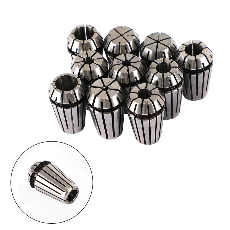 10Pcs ER16 Spring Collet Set For CNC Milling Lathe Tool Engraving Machine Steel