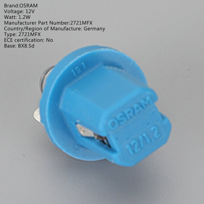 10x For OSRAM Car Original Instrument Lights 2721MFX 12V 1.2W BX8.5d Generic