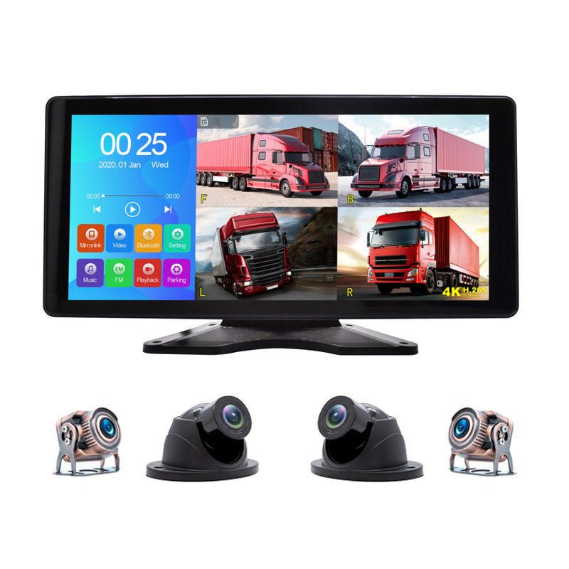 10.36 " Monitor DVR Driving Video Recorder Touch Screen for RV Truck Bus + 4Pcs Rear View Backup Camera Fedex Express