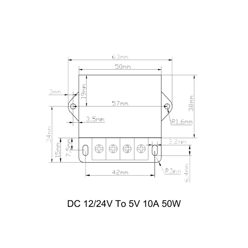 DC Voltage Regulator Buck Converter DC 12/24V To 5V 10A 50W Step Down Reducer