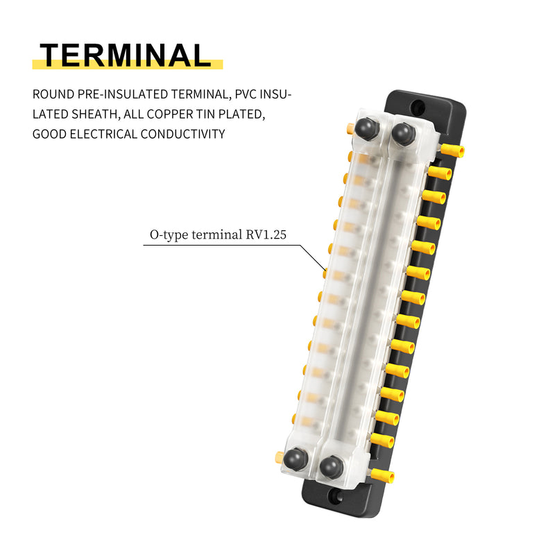 2/4/6/12 Way Dual-row Car Bus Bar Block Distribution Terminal For Auto Marine