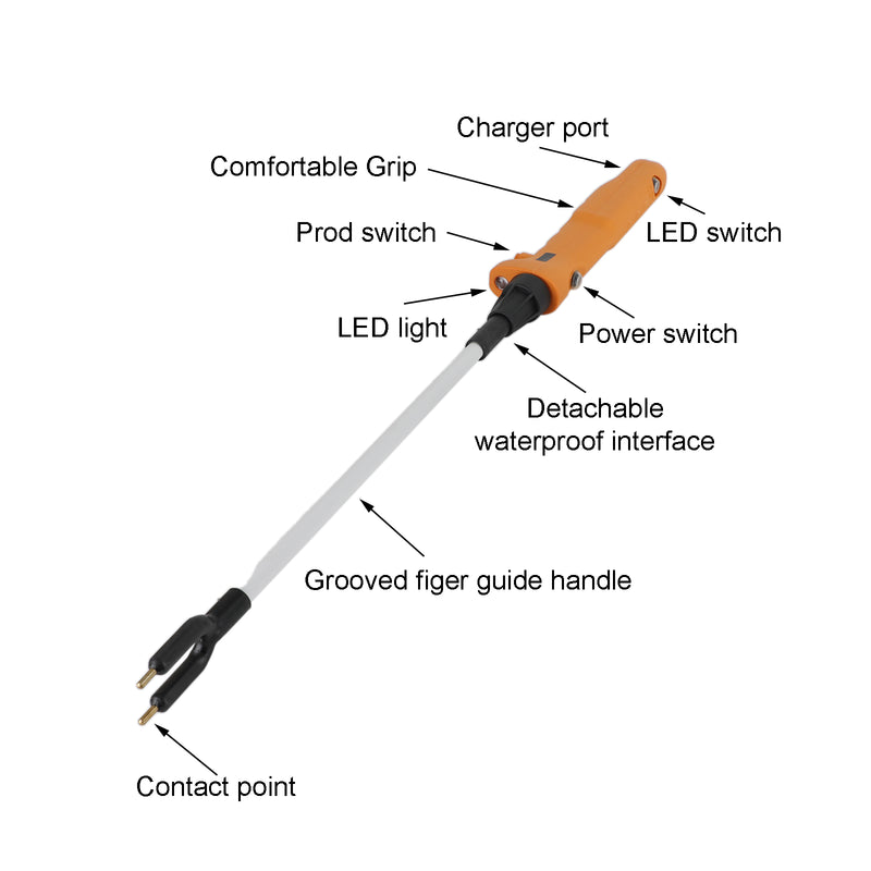 34.3" Livestock Prod Electric Cattle Prod Rechargeable Safety Animal Stick