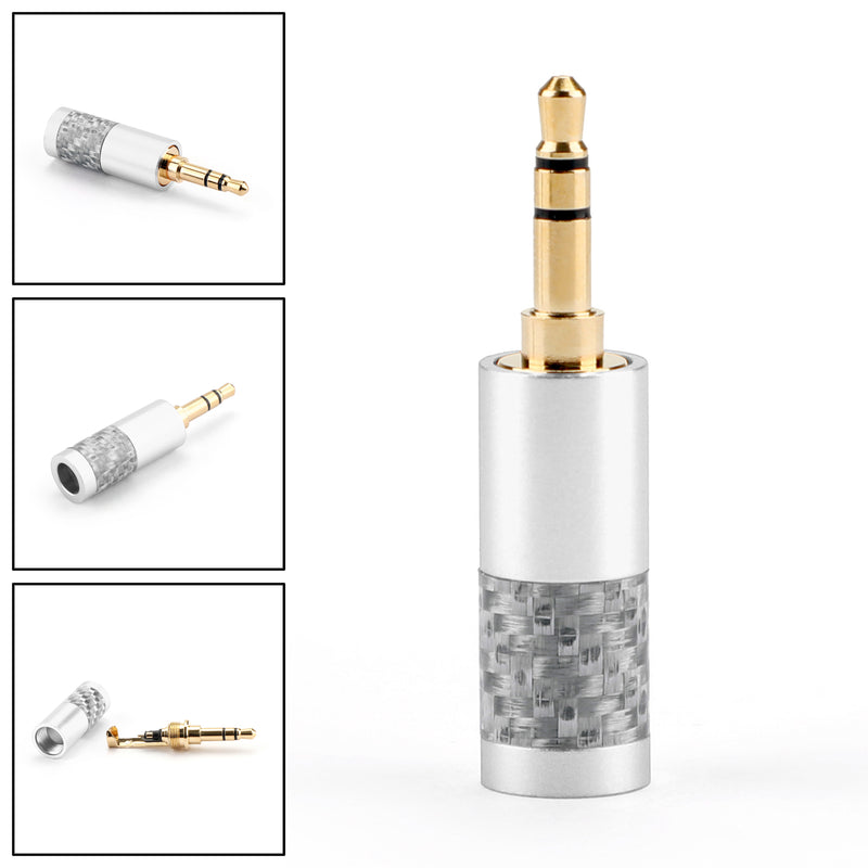 4PCS Mini 3.5mm 3 Pole Stereo Plug Audio Connector Fit DIY Headphone Silver