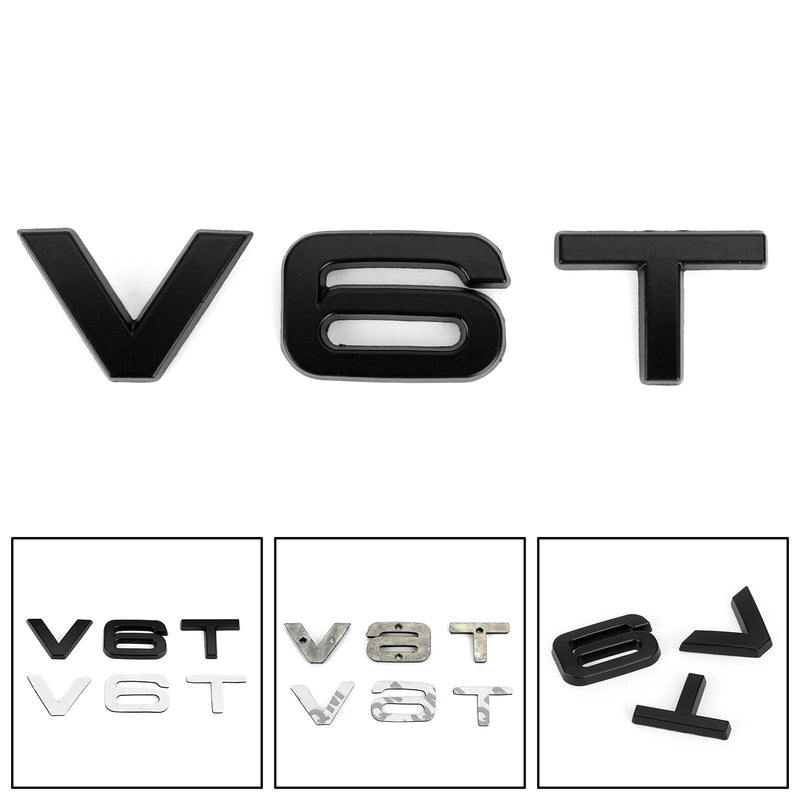 V6T Emblem Badge Fit For AUDI A1 A3 A4 A5 A6 A7 Q3 Q5 Q7 S6 S7 S8 S4 SQ5 Black Generic