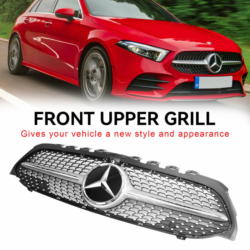 Benz A-Class W177 2019-2023 Diamond Front Bumper Grille Black/Chrome