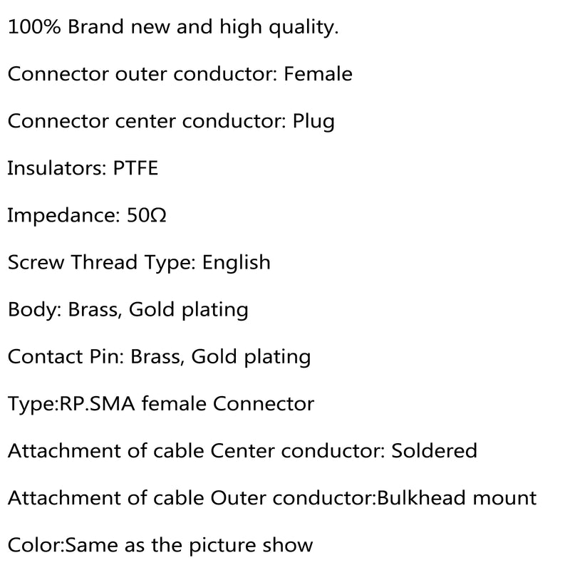 10 Pcs Connector RP.SMA Female Plug Bulkhead Solder Panel Mount Straight