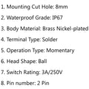 1Pcs 8mm Mini 1NO 2Pin Metal Momentary Push Button Switch 3A/250V For Car/Boat