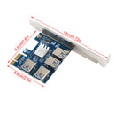 PCIE 1X 1 to 4 Expansion Card USB 3.0 Riser Card Extender Board Mining 4 Slot