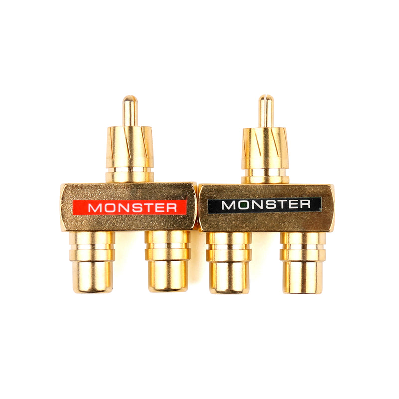 10 Pcs Gold Plated RCA Audio Y Splitter Plug Adapter 1 Male to 2 Female Adapter