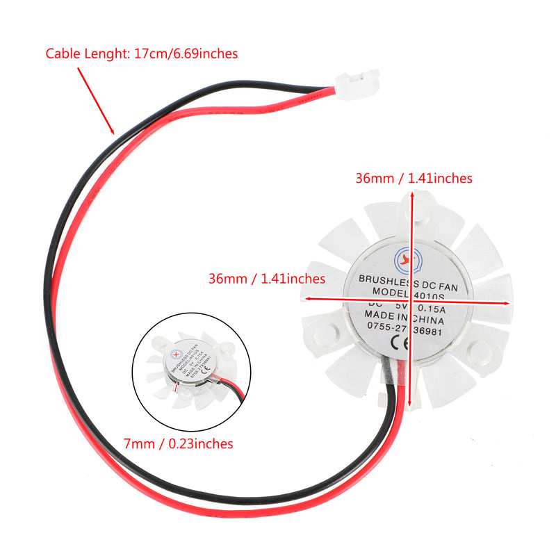 Brushless DC Cooling Blower Fan 5V 0.15A 4010S 36x36x7mm Sleeve 2 Pin Wire