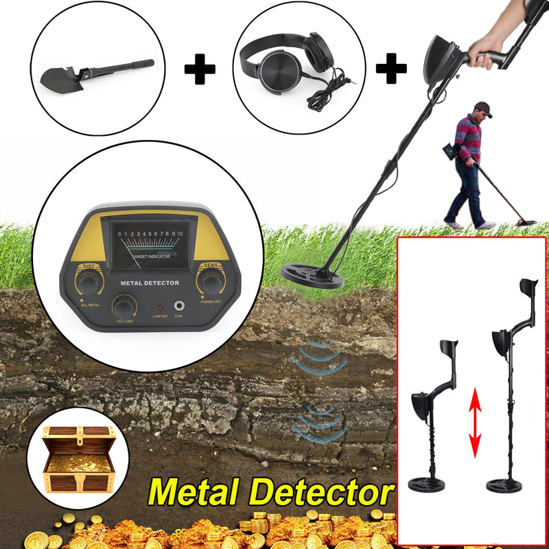 3 in 1 Kit Metal Detector 7.8" Gold Digger Hunter Deep Sensitive Shovel Earphone