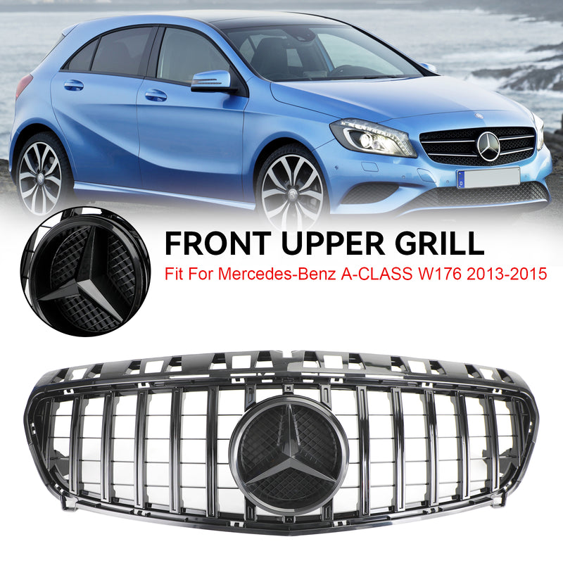 2013-2015 Mercedes Benz A CLASS W176 Gloss Black Front Bumper Grille Grill