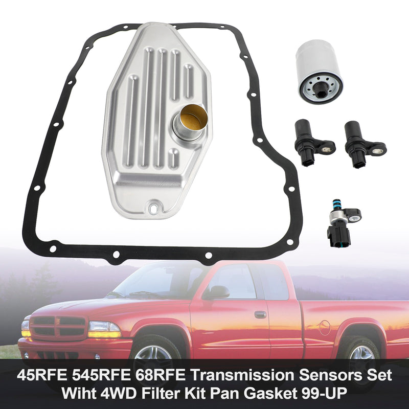2002-2018 Dodge Pickup/RAM 45RFE 545RFE 68RFE Transmission Sensors Set With 4WD Filter Kit Pan Gasket