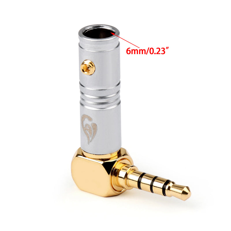 1PCS 3.5mm 4 Pole TRRS 90¡ãStereo Male Audio Plug Connector For Headphone Silver