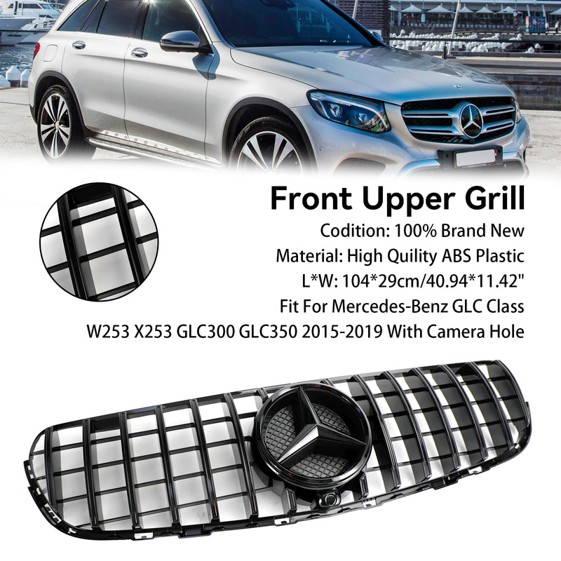 Mercedes Benz GLC X253 C253 2015-2019 Front Bumper Grille Grill  Gloss Black