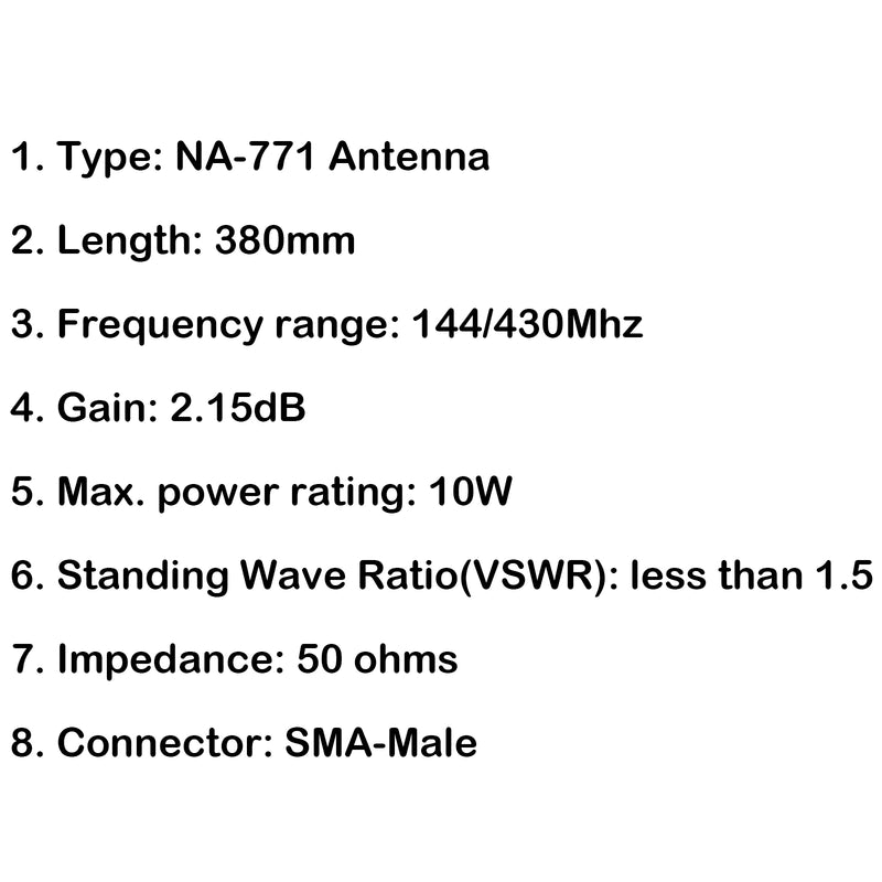 Nagoya NA-771 SMA-Male Dual Band 144/430Mhz 2.15dB 10W Antenna HT/Scanner