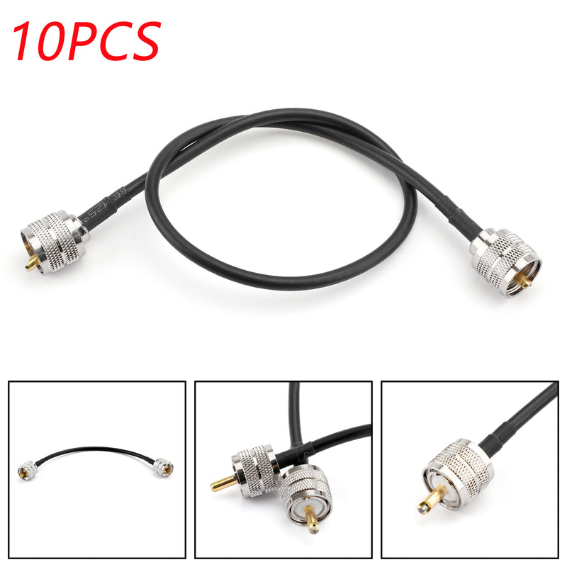 10Pcs UHF PL259 Male to Male Plug Coax Pigtail Jumper Coaxial Cable RG58 50cm Connector