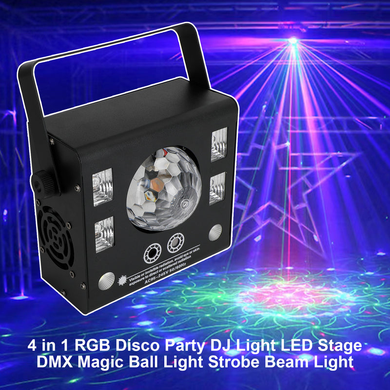 4 In 1 RGB Disco Party DJ Light LED Stage DMX Magic Ball Light Strobe Beam Light