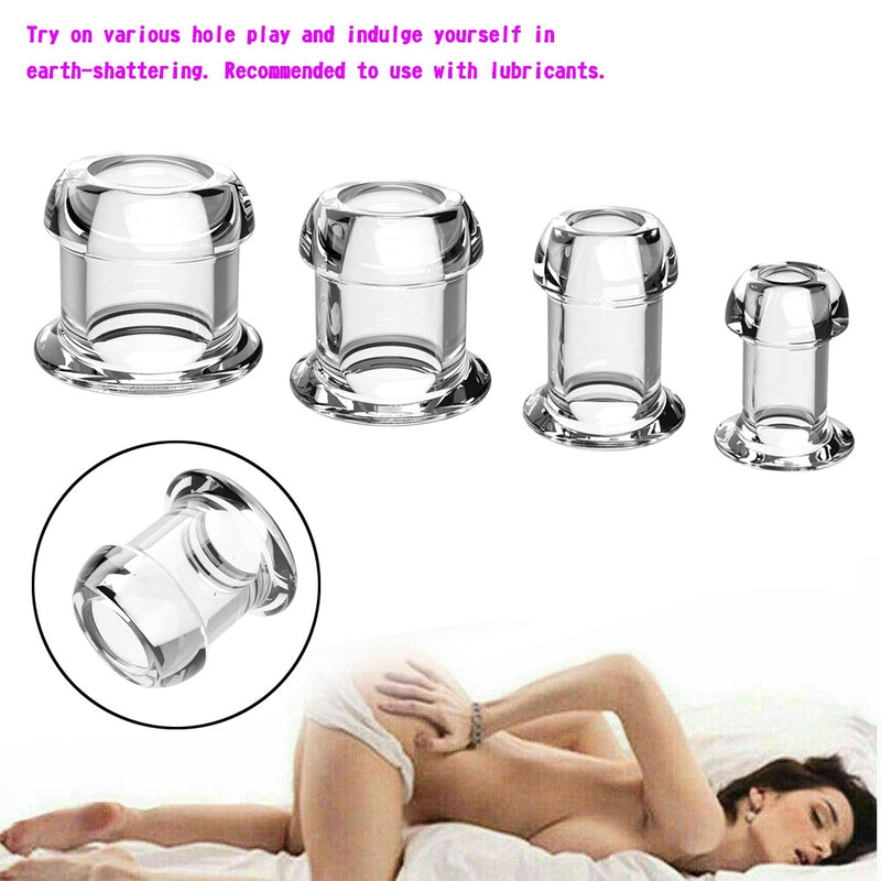 Anal Sex Spreader Hollow Butt Plug Flared Deep Access Tunnel Probe W/stopper
