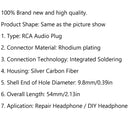 4PCS Silver Carbon Fiber Rhodium-Plated RCA Audio Plug Speaker Connector Silver