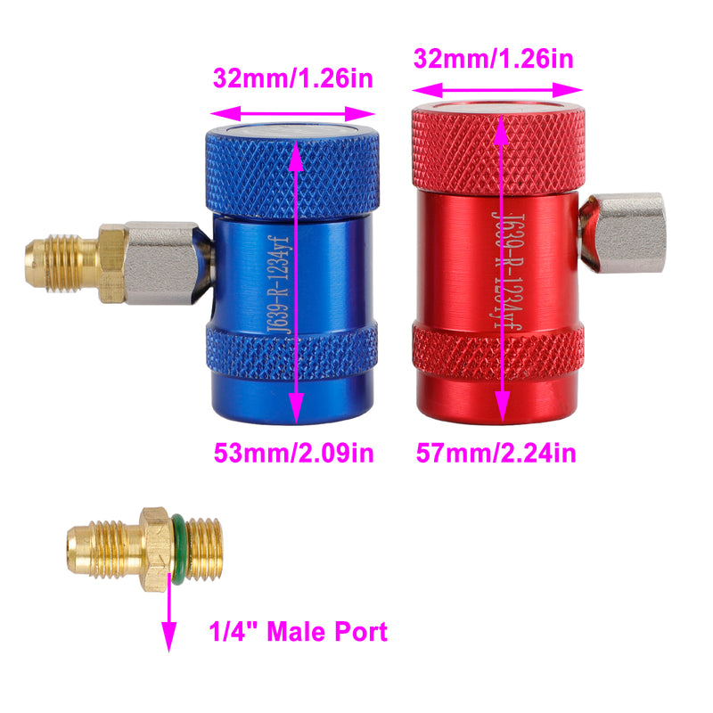 Fit For R1234yf Refrigerant Connector Air Conditioner Replacement Adapter 2Pcs