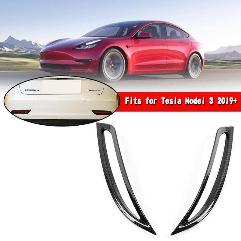 Carbon Fiber Rear Fog Light Lamp Cover Trim For Tesla Model 3 2019+ Generic